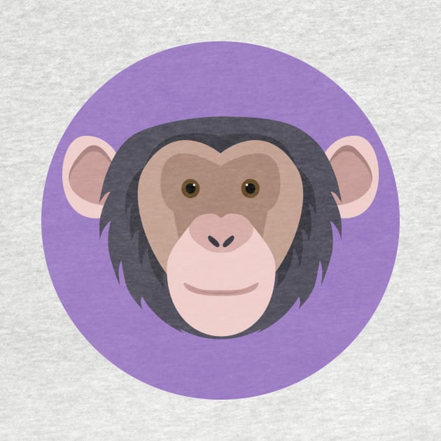 Cute smiling monkey chimpanzee face drawing by TinyFlowerArt